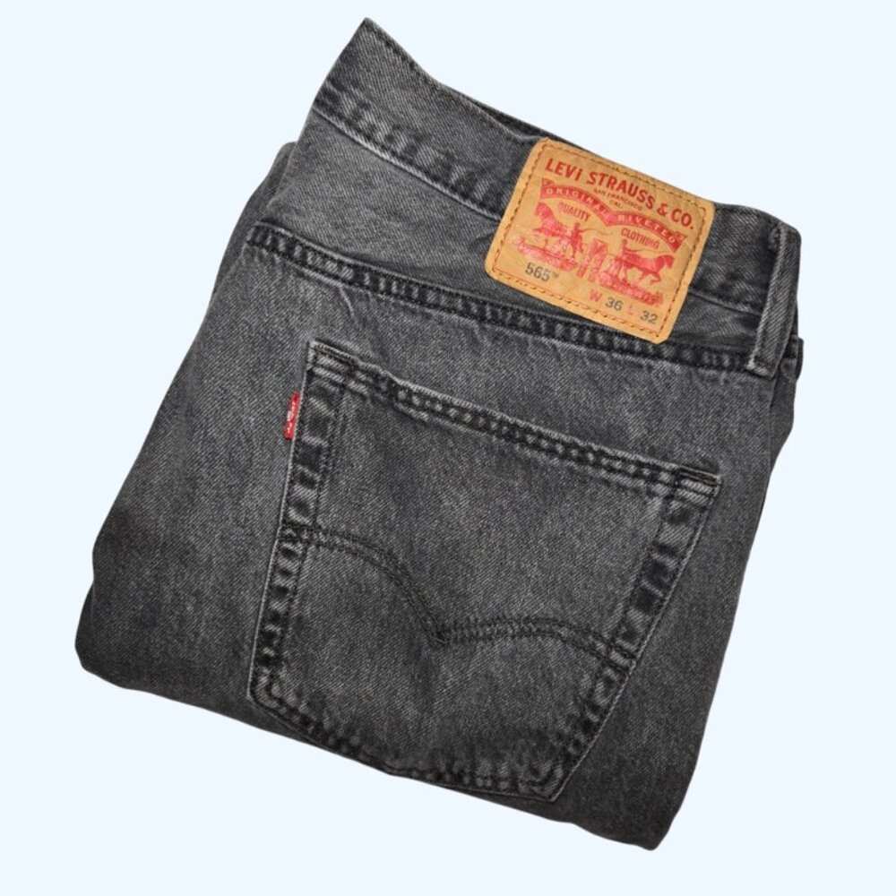 Levis 565 Loose Straight Leg Jeans Mens 36x32 (Inseam 30") Washed Gray Denim